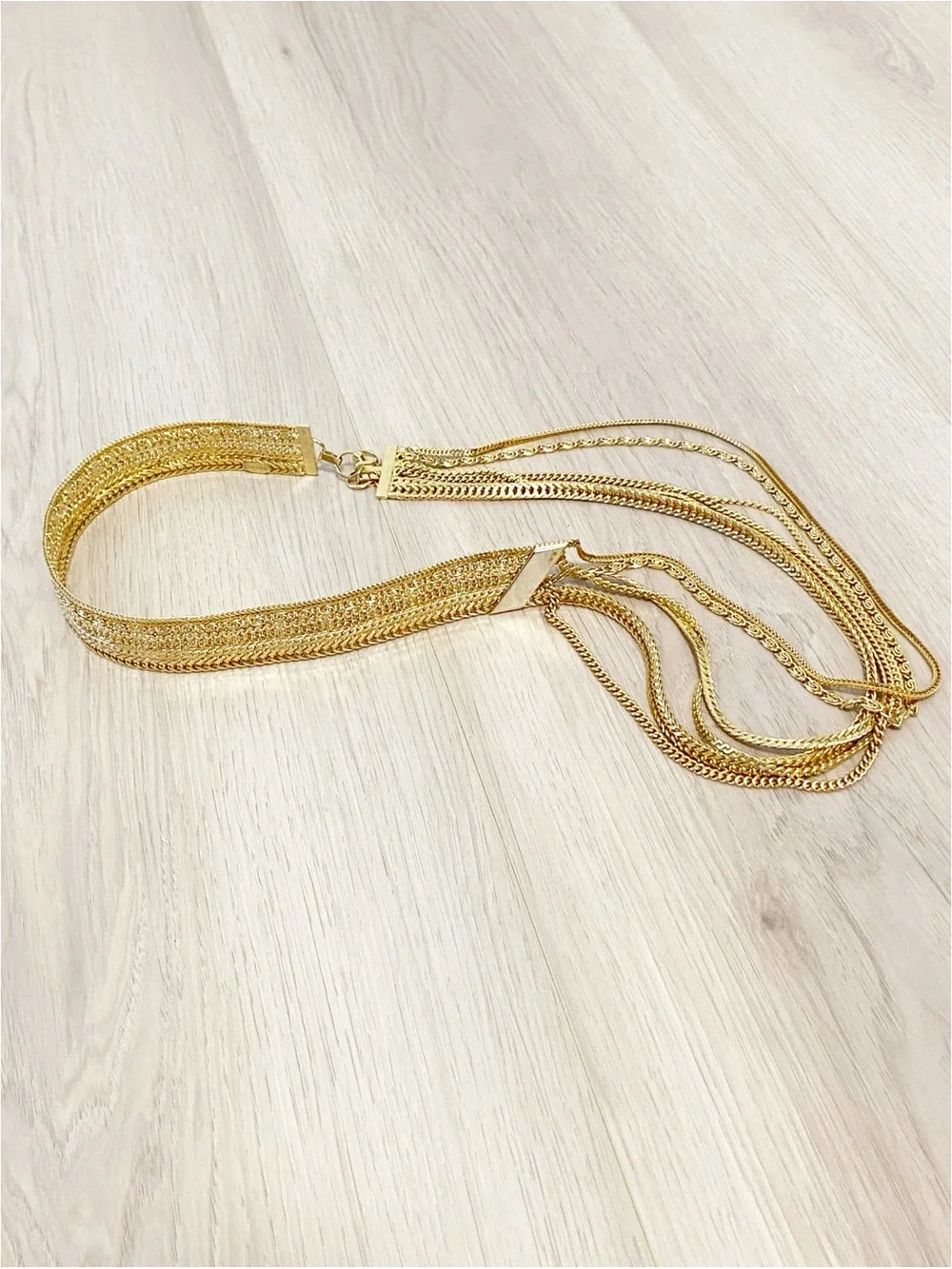 Authentic vintage 1980s or 1990s NANNI Milano multi-strand gold metal mesh belt